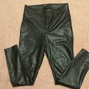 Zara Black Faux-Leather High Waist Skinny Pants